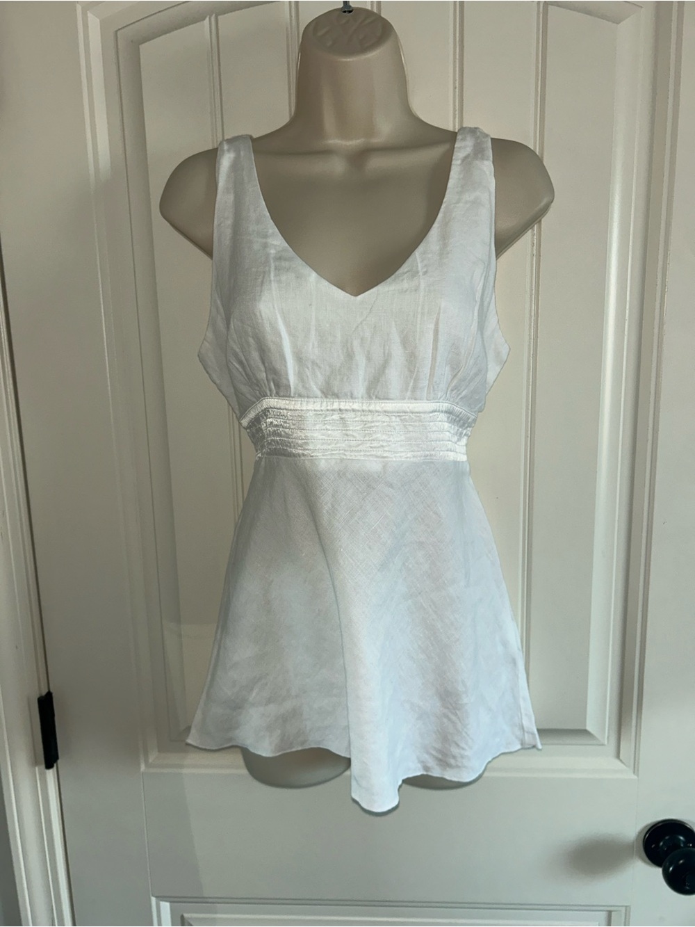 NEW Hard Tail White Cotton V-Neck Peplum Top Sz M